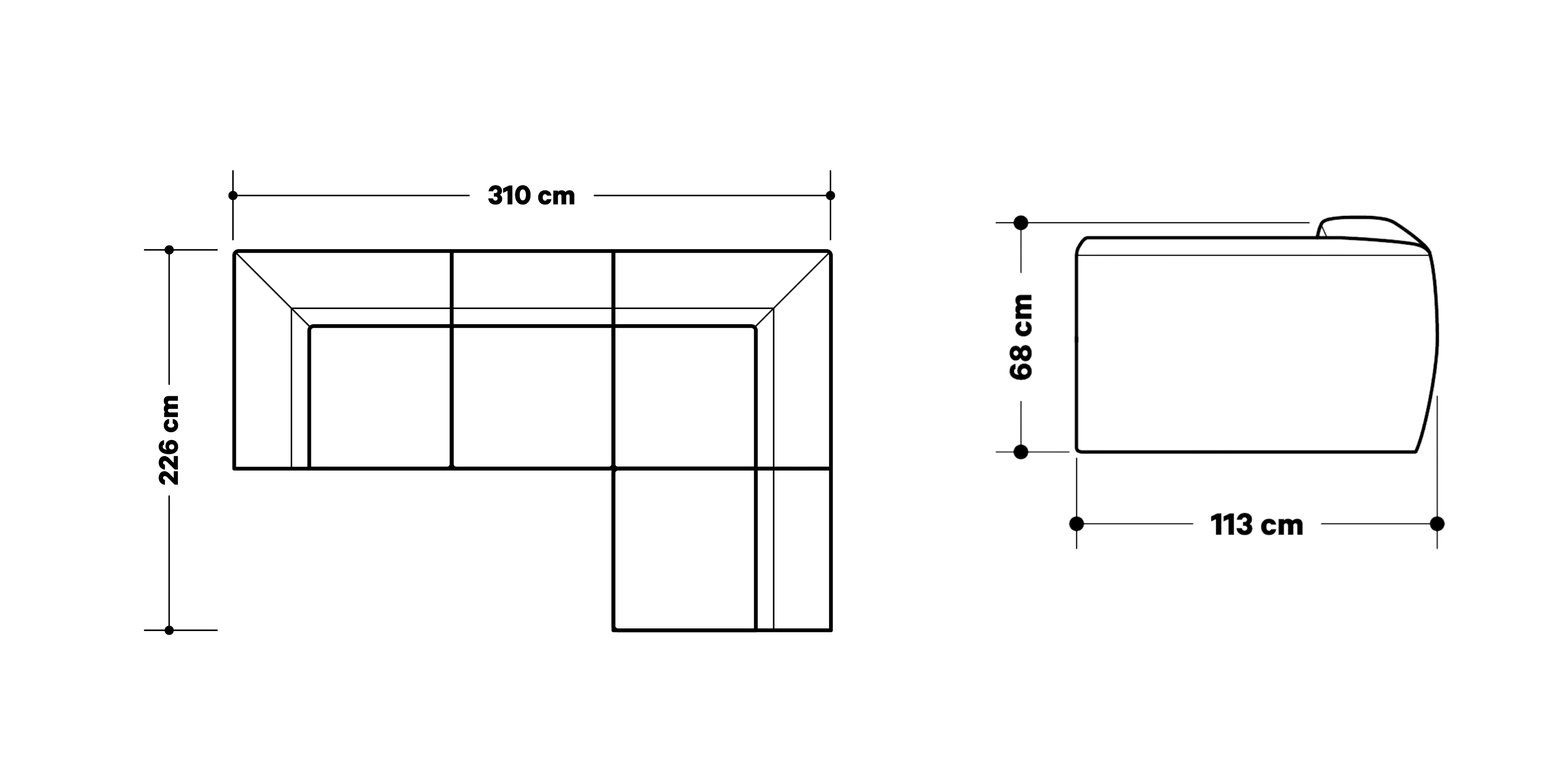 Product dimensions diagram