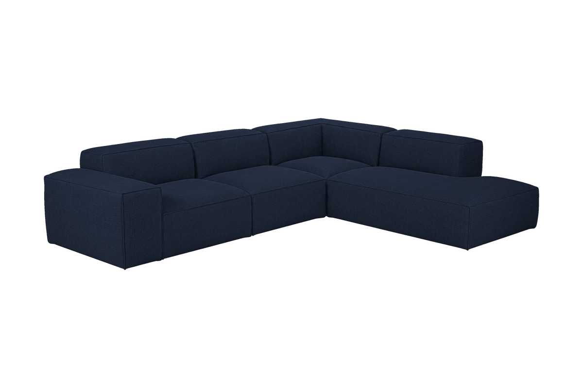 Elo Right Bumper Sectional in Roni Ember Blue