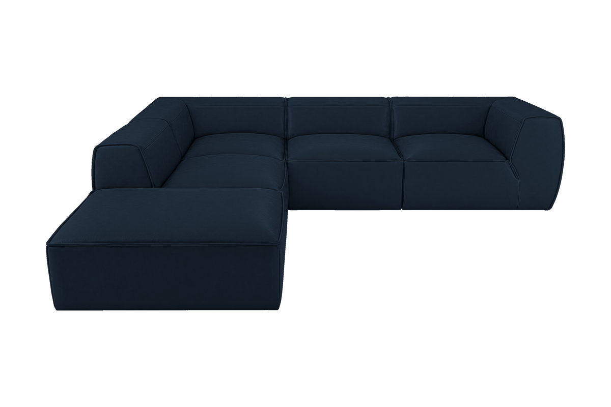 Fred Left Bumper Sectional in Dante Aqua