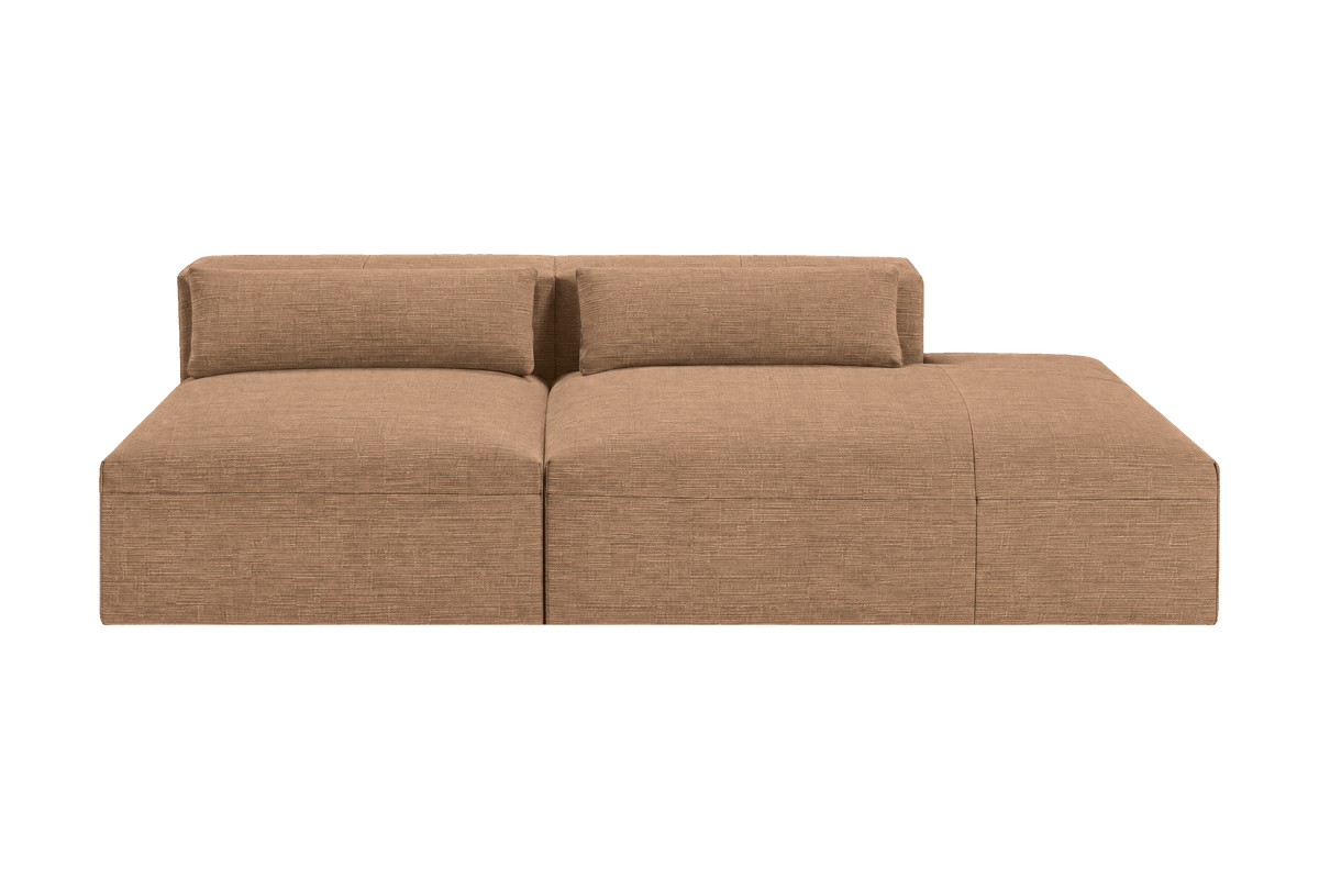 Jasmine Right Chaise Open Sofa in Roni Biscotti