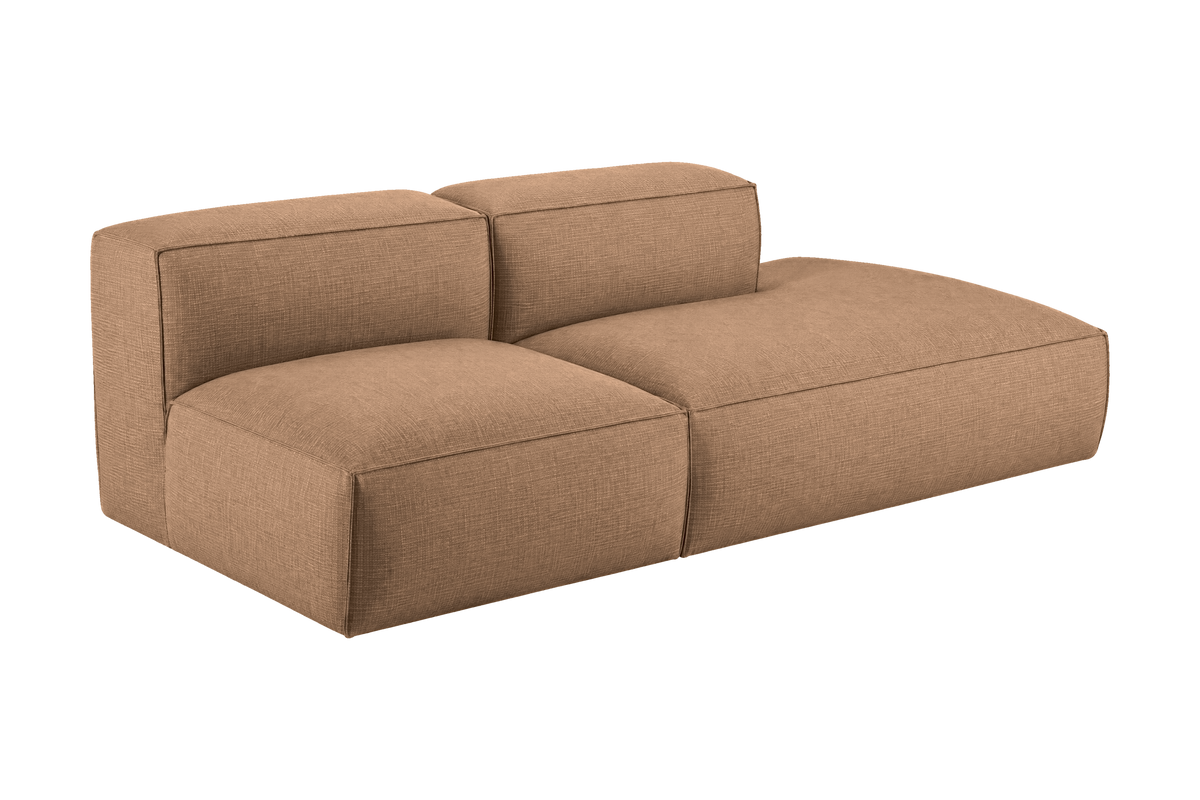 Elo Right Open Chaise Sofa in Roni Biscotti