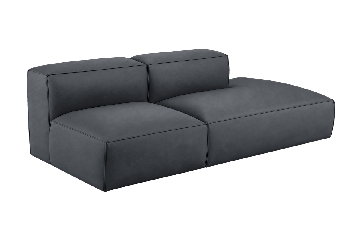 Elo Right Open Chaise Sofa in Shark Full Aniline Leather | SUPERBA