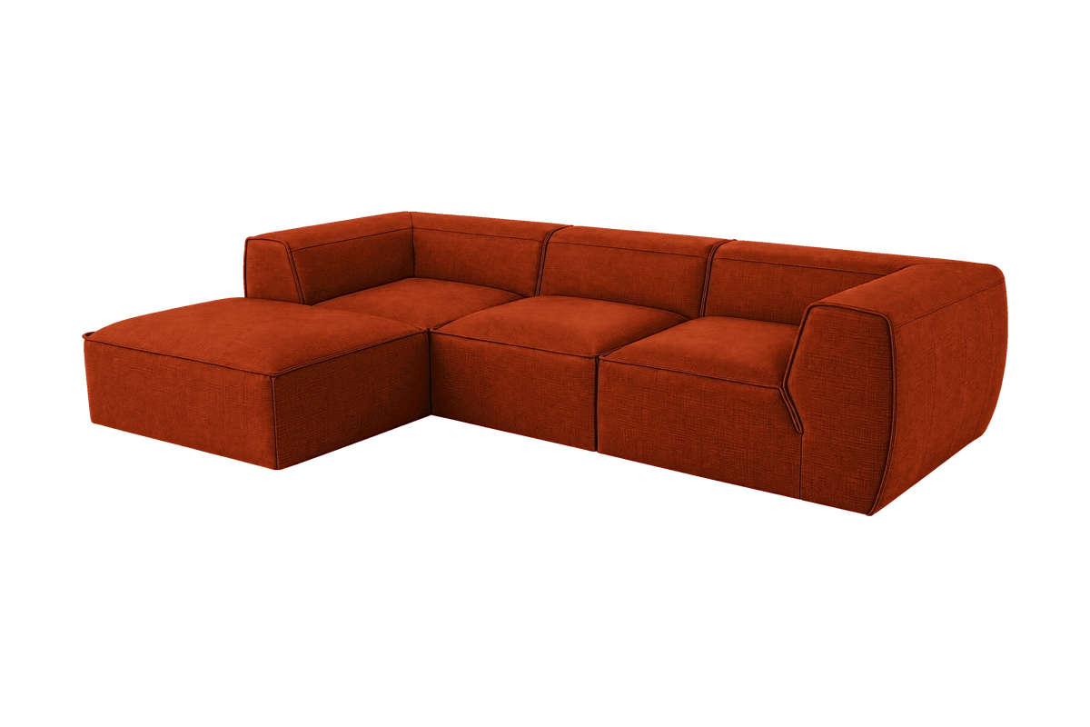 Fred Large Left Chaise in Roni Poppy
