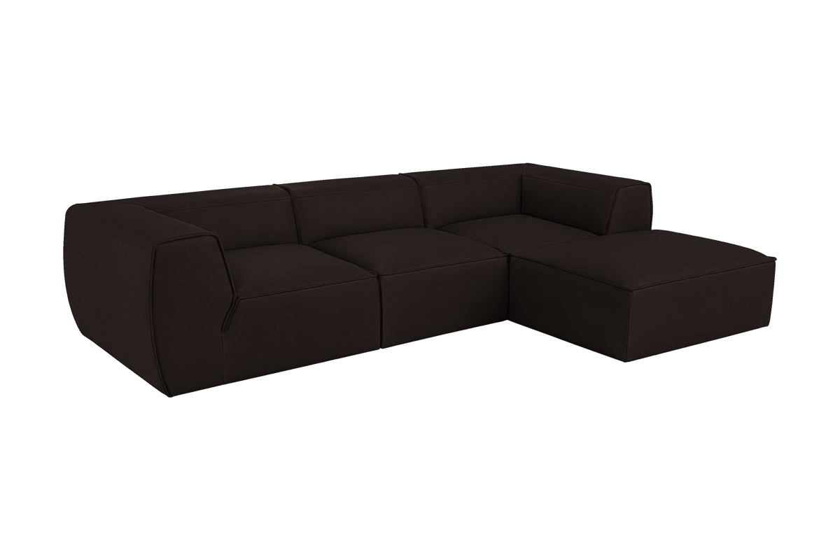 Fred Large Right Chaise in Dante Ebony