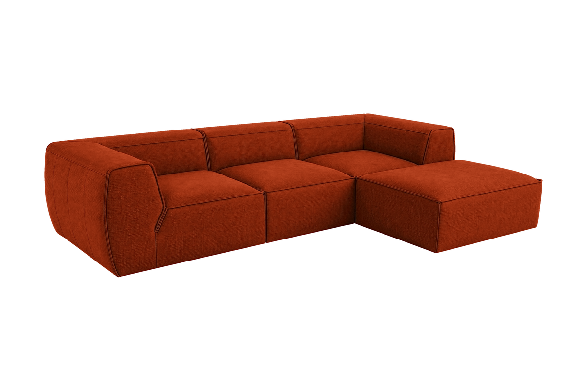 Fred Large Right Chaise in Roni Poppy