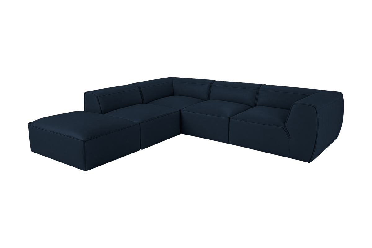 Fred Left Bumper Sectional in Dante Aqua