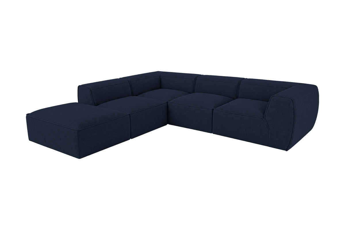 Fred Left Bumper Sectional in Roni Ember Blue