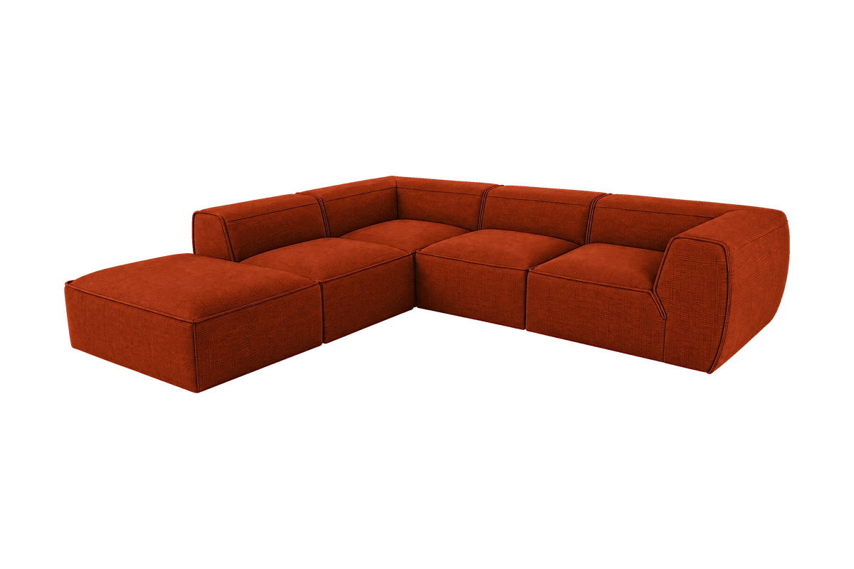 Fred Left Bumper Sectional in Roni Poppy