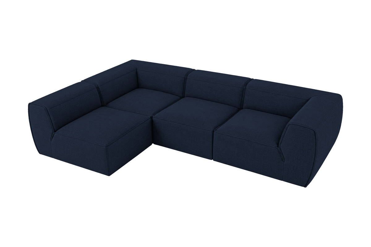 Fred Left Open Sectional in Roni Ember Blue