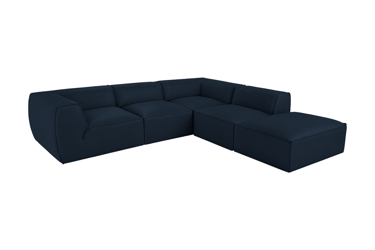 Fred Right Bumper Sectional in Dante Aqua