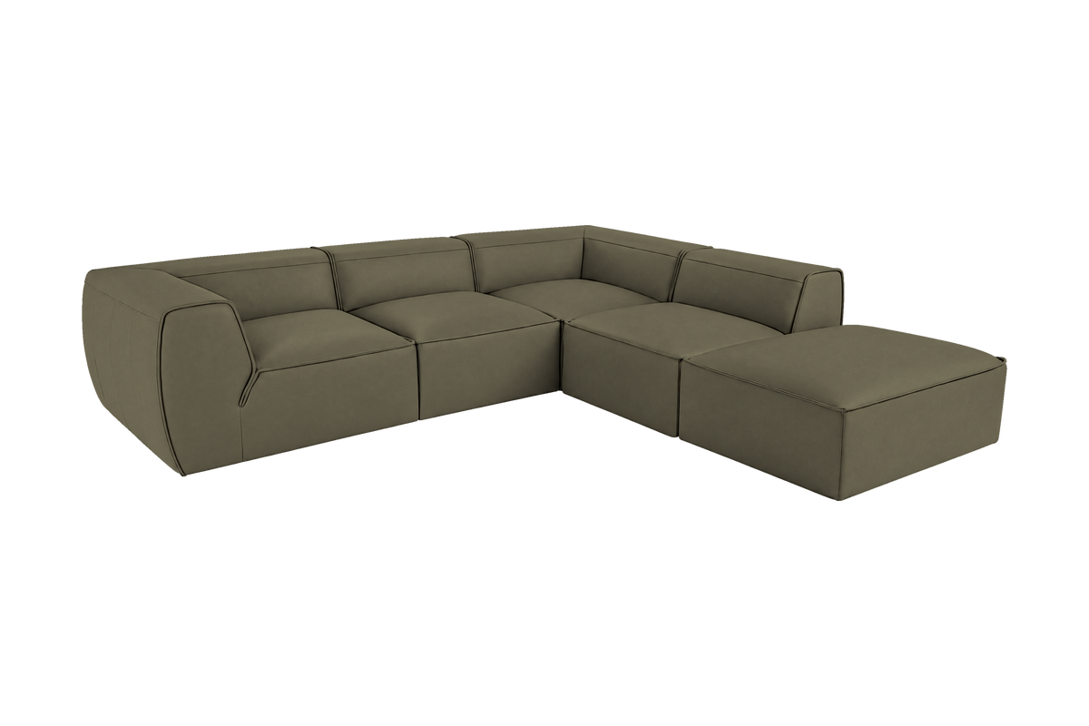 Fred Right Bumper Sectional in Felix Olive
