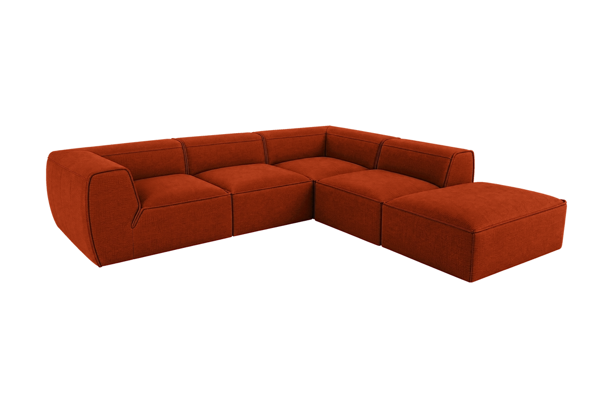 Fred Right Bumper Sectional in Roni Poppy