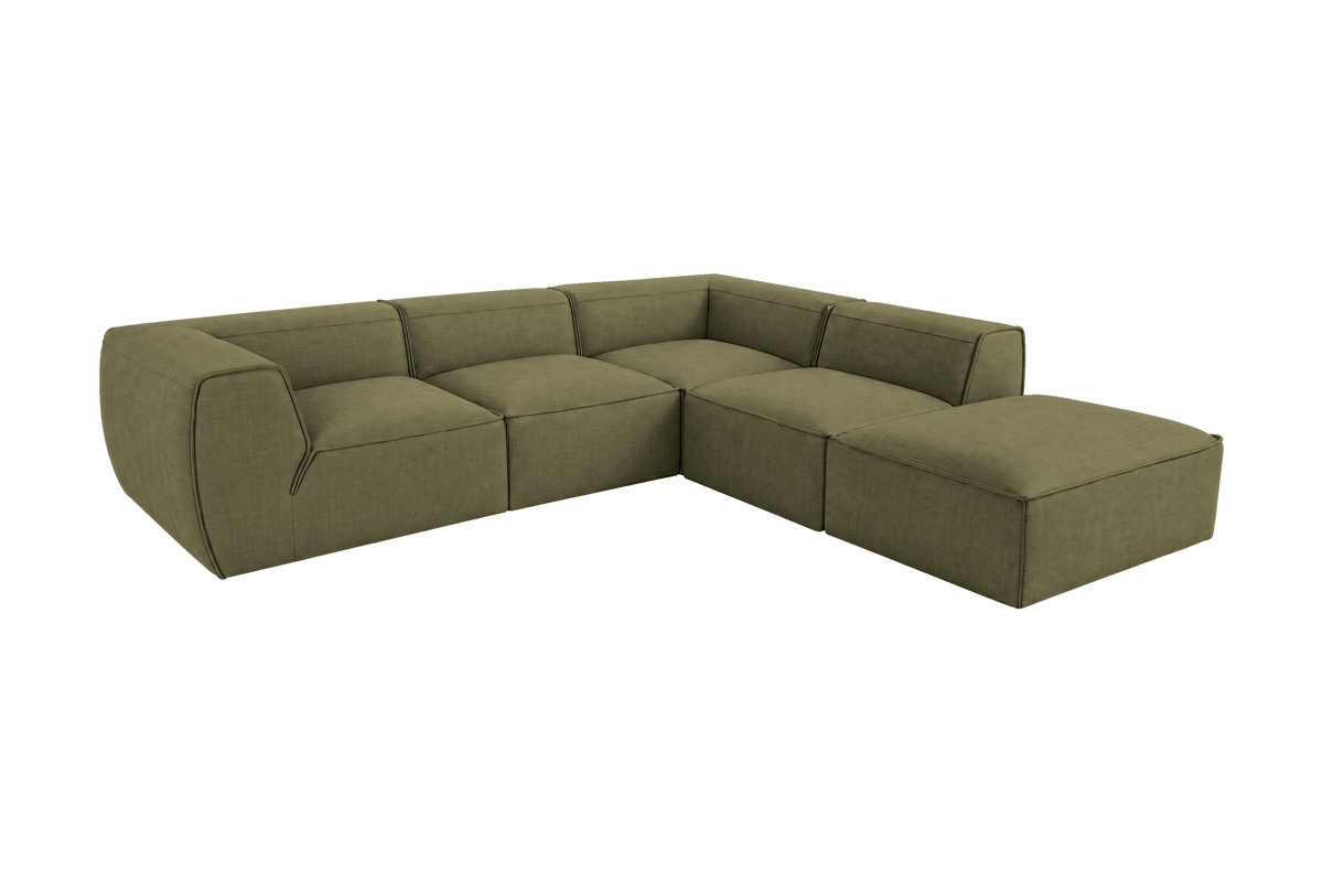 Fred Right Bumper Sectional in Mosquito Sycamore