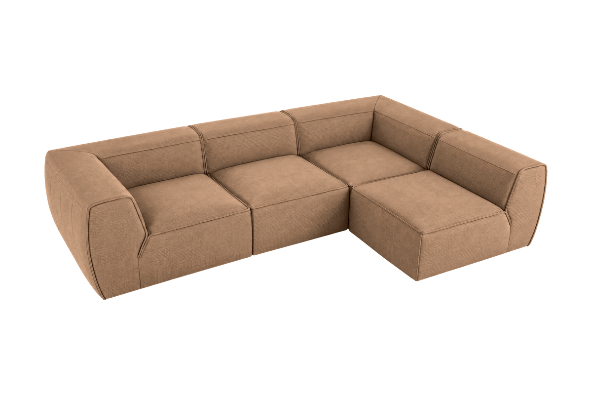 Fred Right Open Sectional in Roni Biscotti