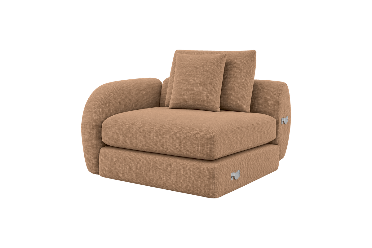 Milo Left Armchair in Roni Biscotti