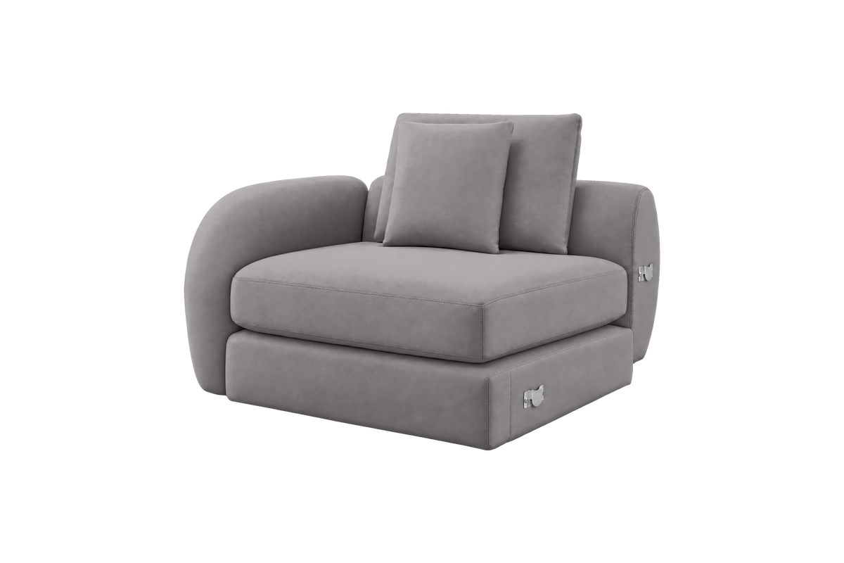 Milo Left Armchair in Dante Meteor