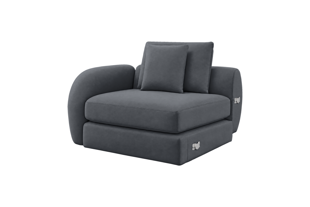 Milo Left Armchair in Dante Shark