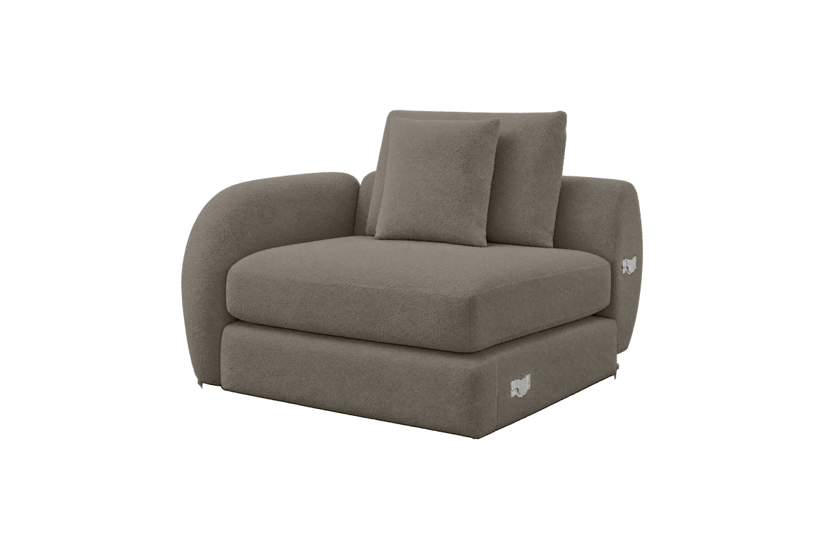 Milo Left Armchair in Bouclé Truffle