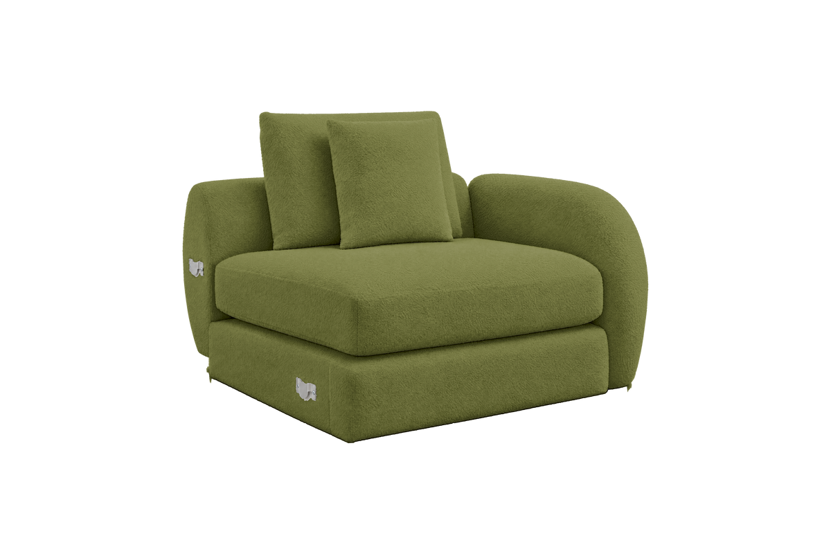 Milo Right Armchair in Bouclé Key Lime