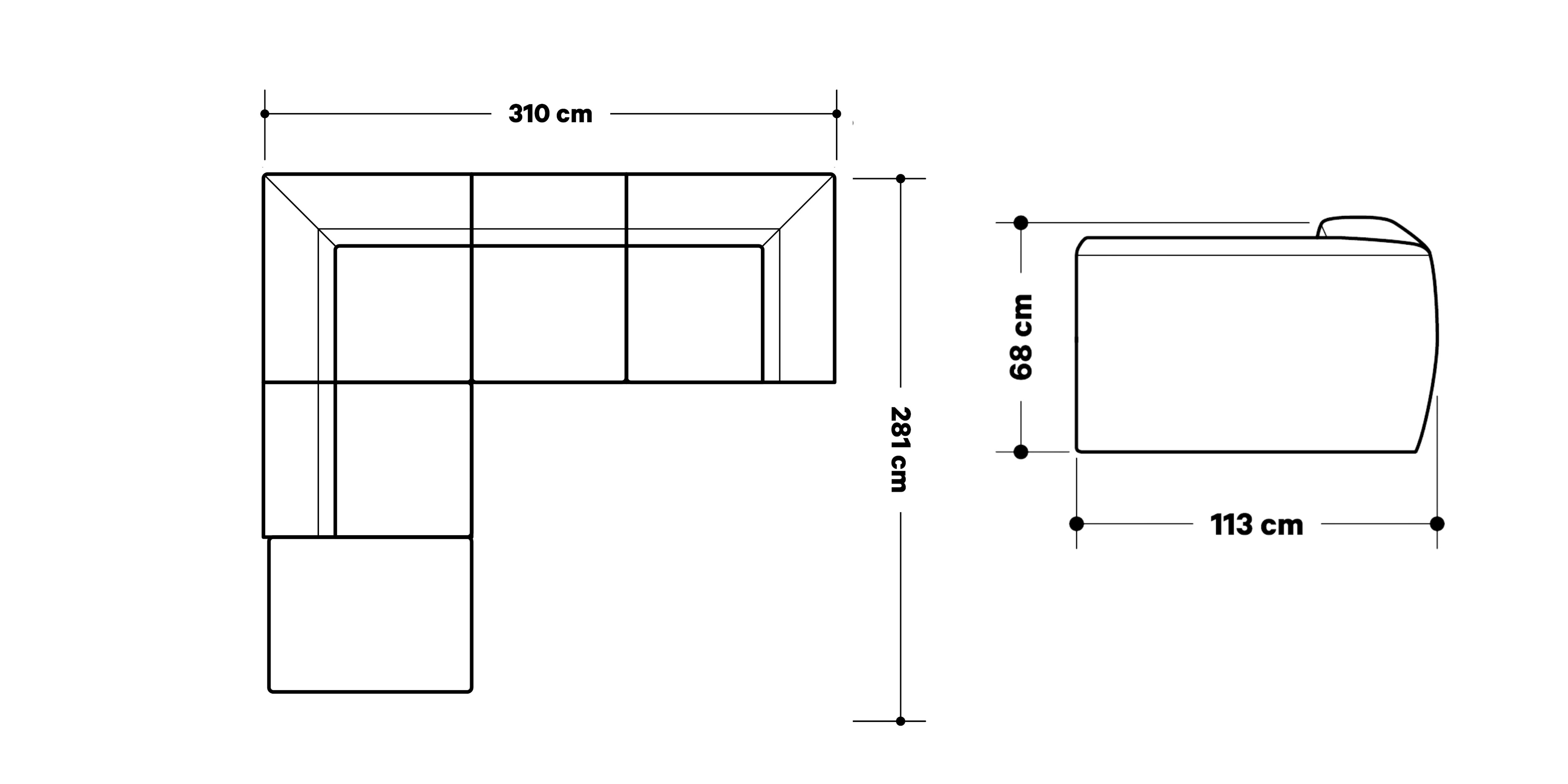 Product dimensions diagram