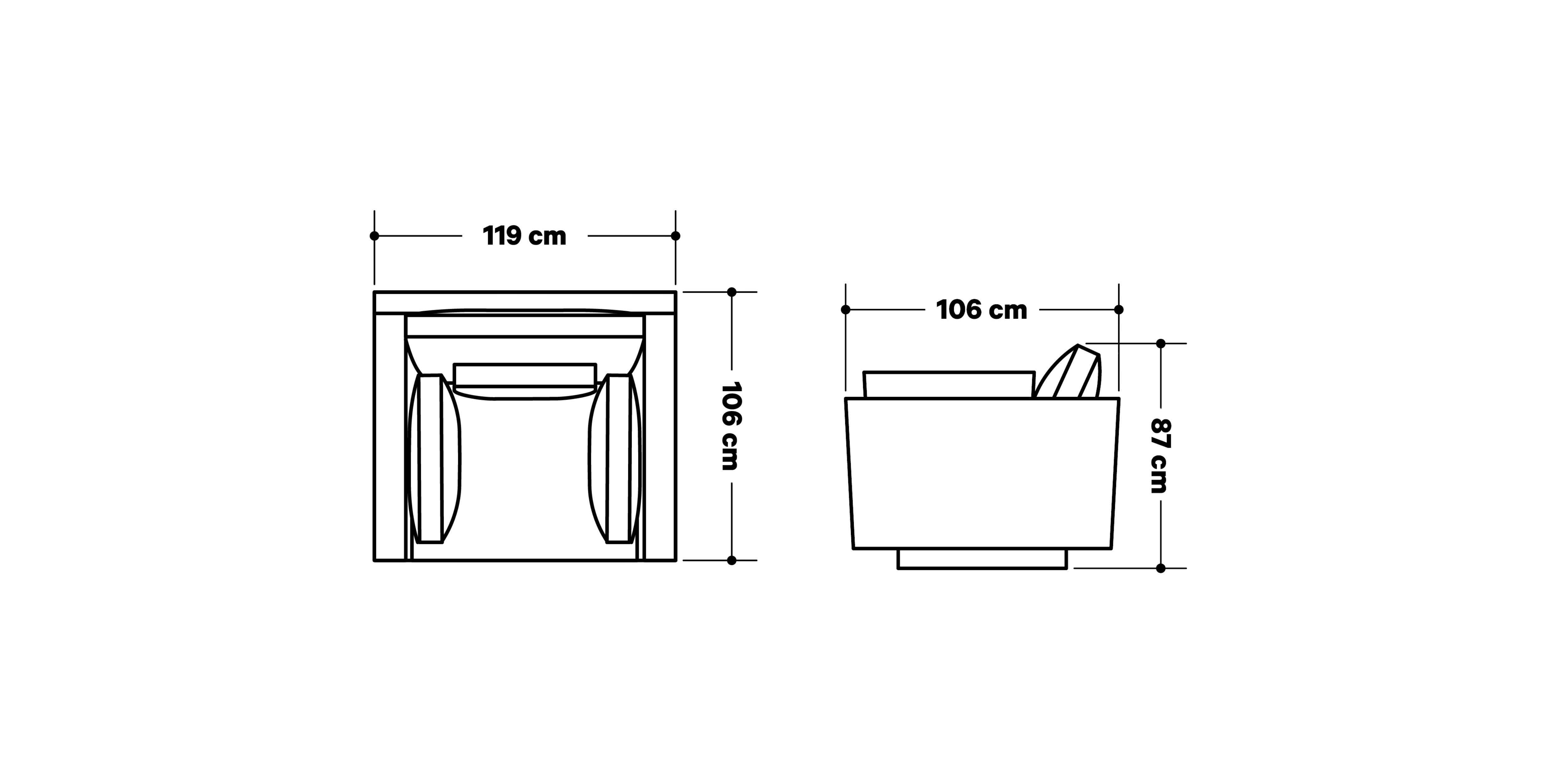 Product dimensions diagram