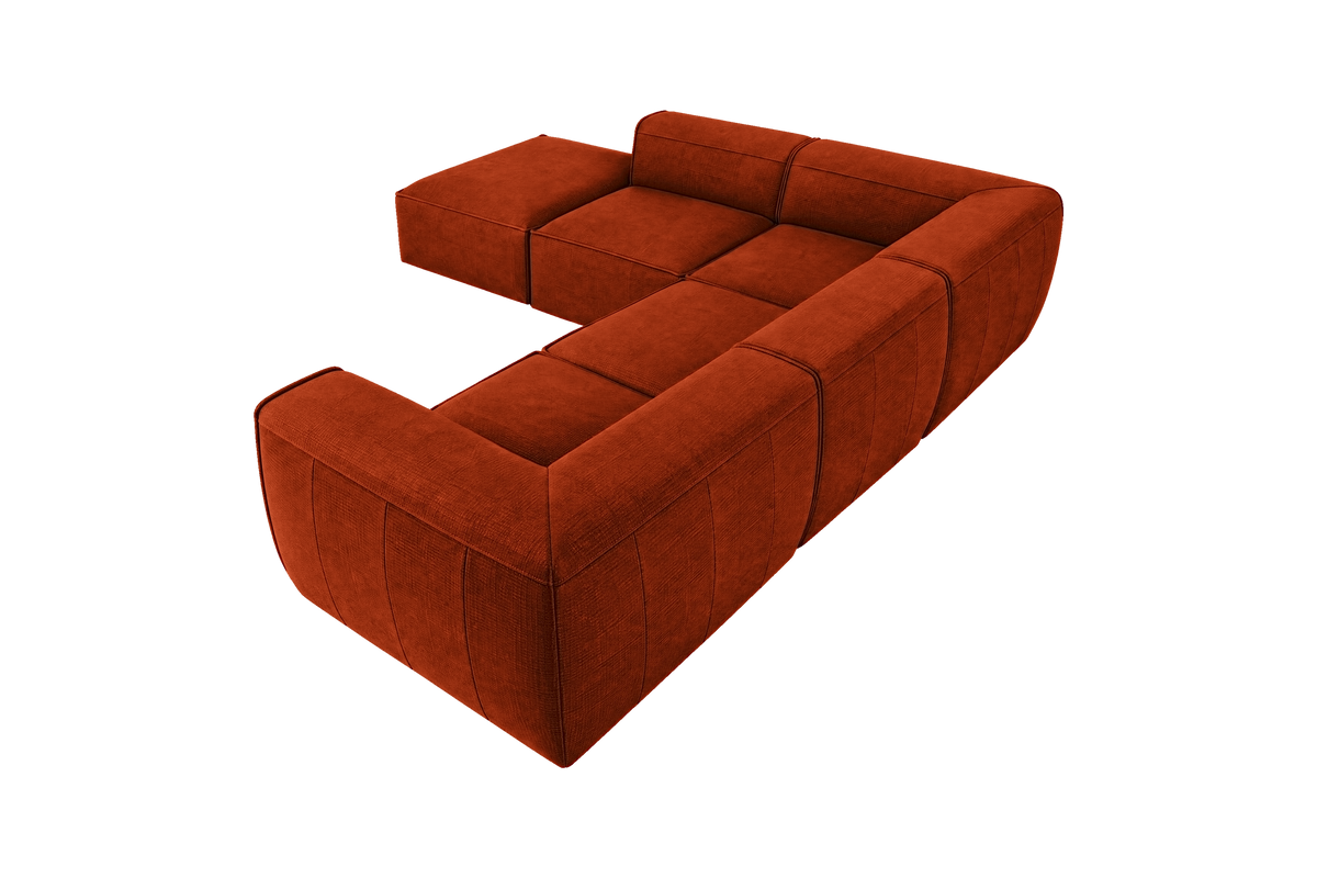 Fred Left Bumper Sectional in Roni Poppy