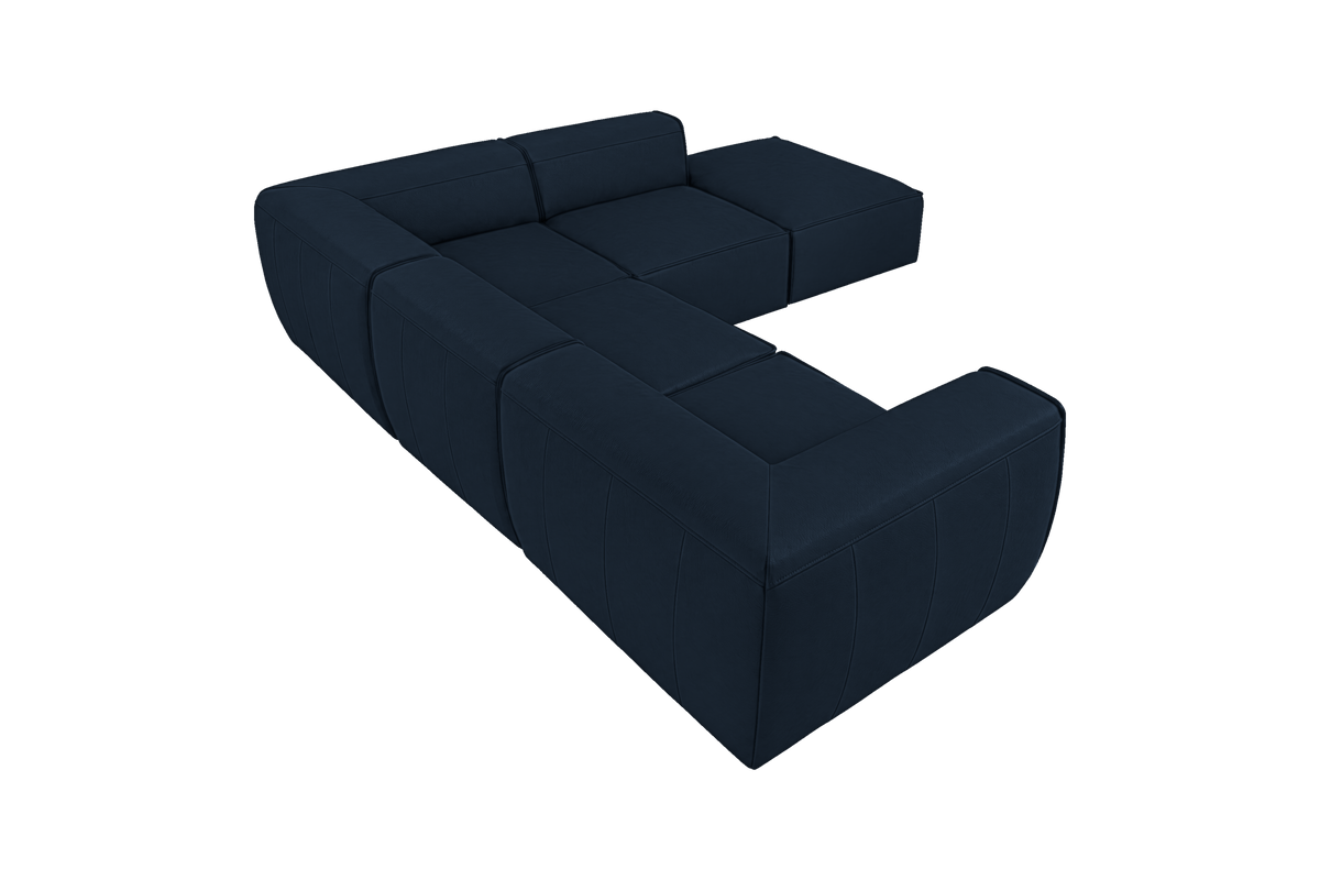 Fred Right Bumper Sectional in Dante Aqua