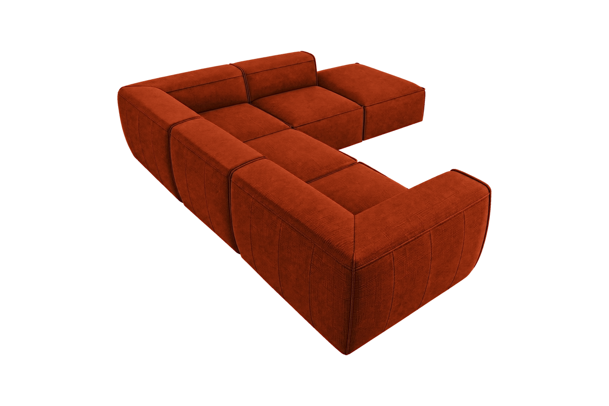 Fred Right Bumper Sectional in Roni Poppy