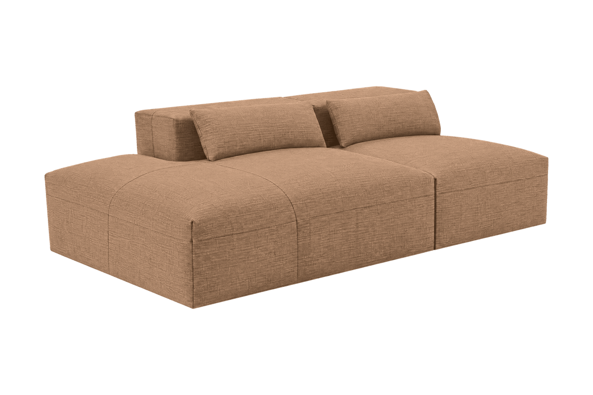 Jasmine Left Chaise Open Sofa in Roni Biscotti