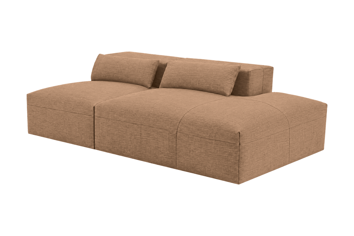 Jasmine Right Chaise Open Sofa in Roni Biscotti