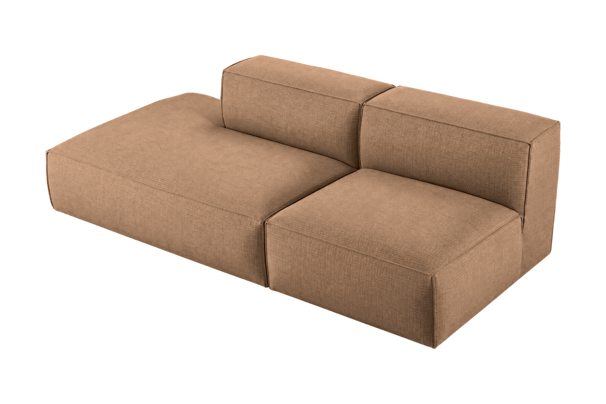 Elo Left Open Chaise Sofa in Roni Biscotti