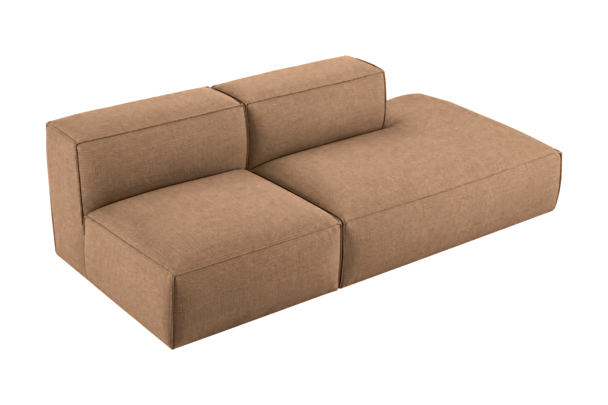 Elo Right Open Chaise Sofa in Roni Biscotti