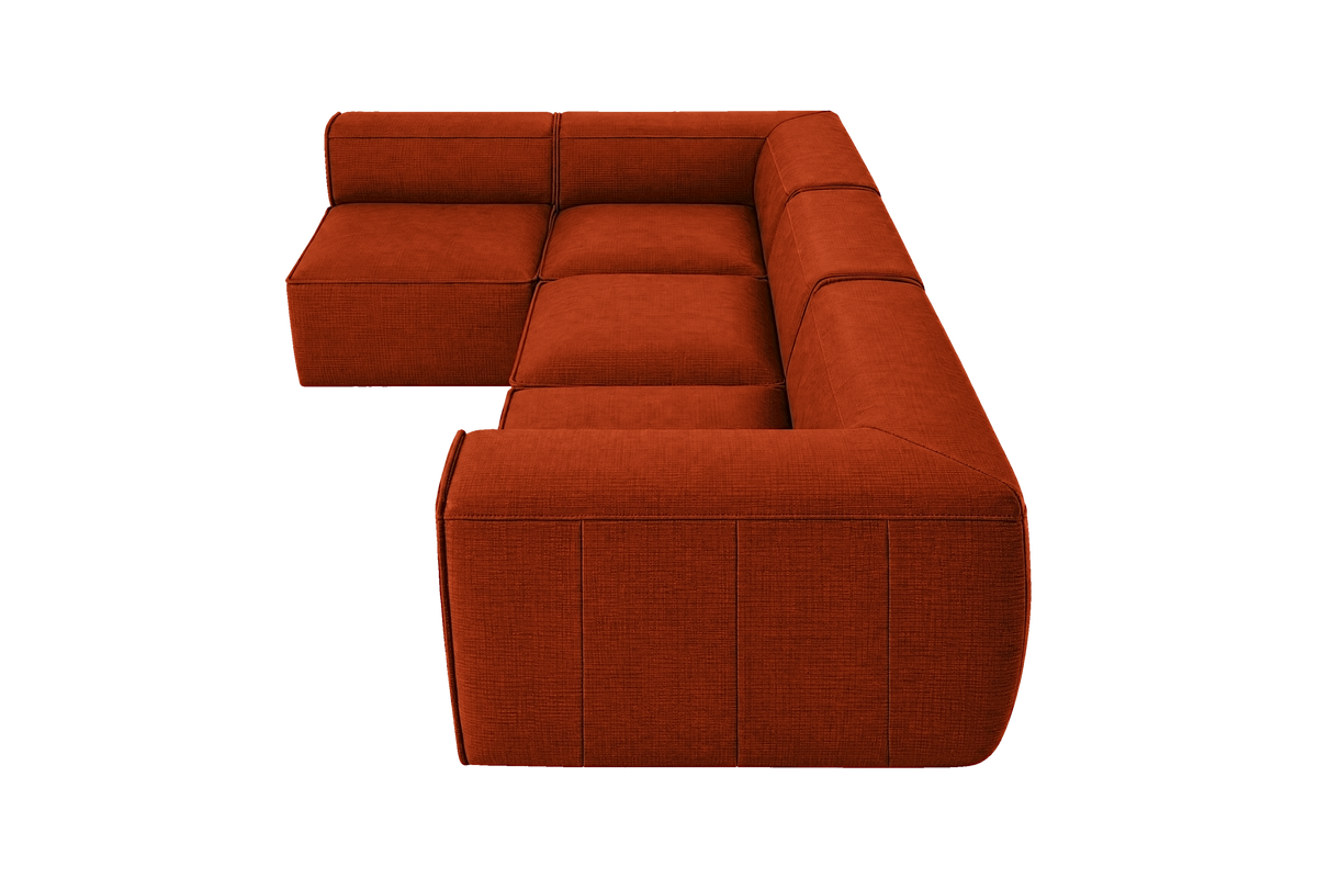 Fred Left Open Sectional in Roni Poppy