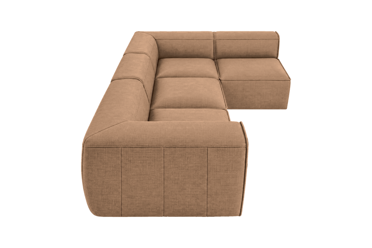 Fred Right Open Sectional in Roni Biscotti