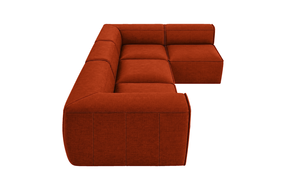 Fred Right Open Sectional in Roni Poppy