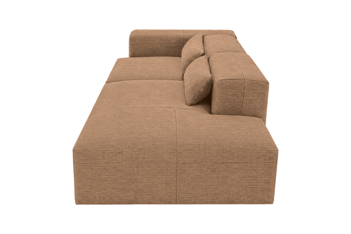 Jasmine Right Chaise Sofa in Roni Biscotti