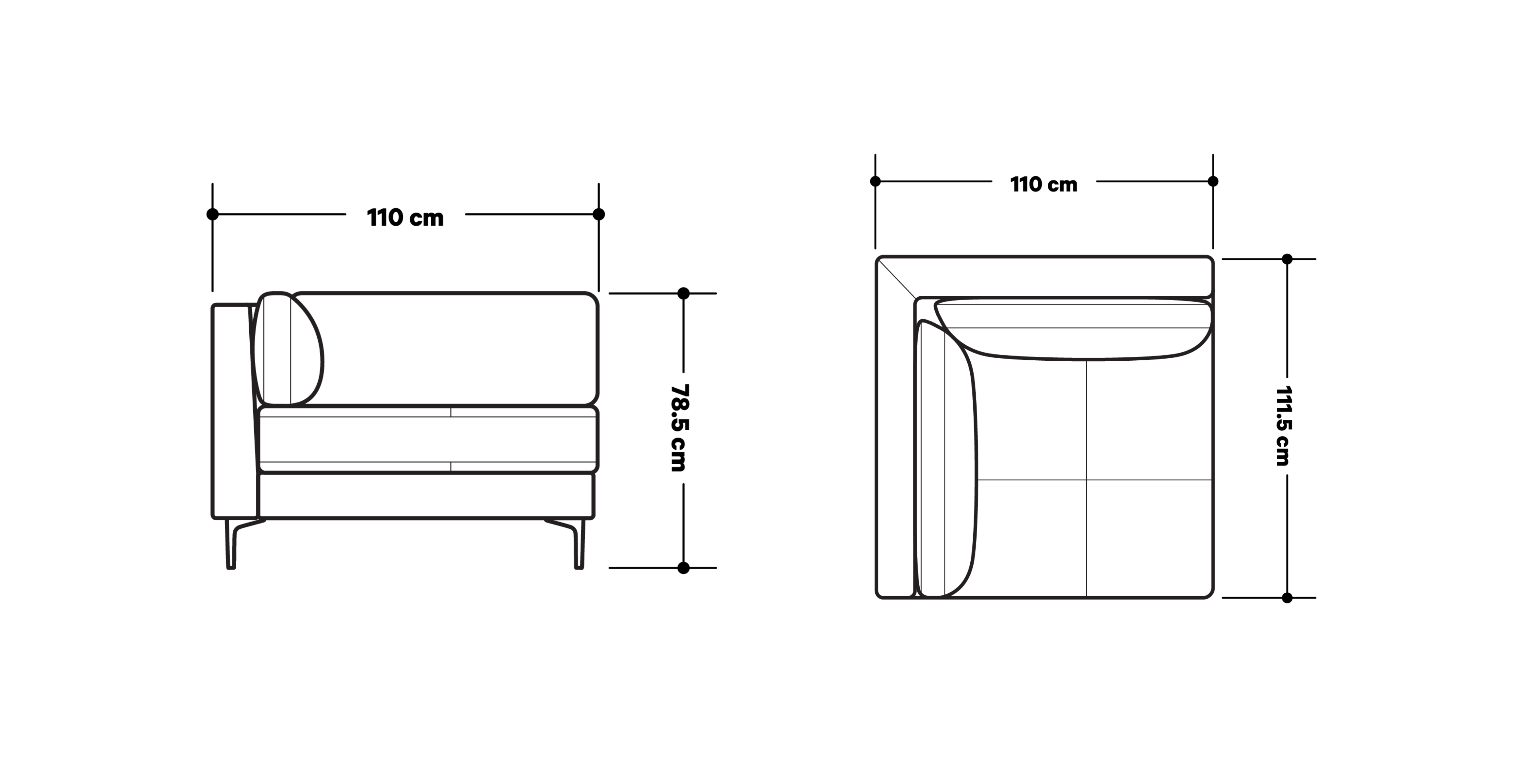 Product dimensions diagram