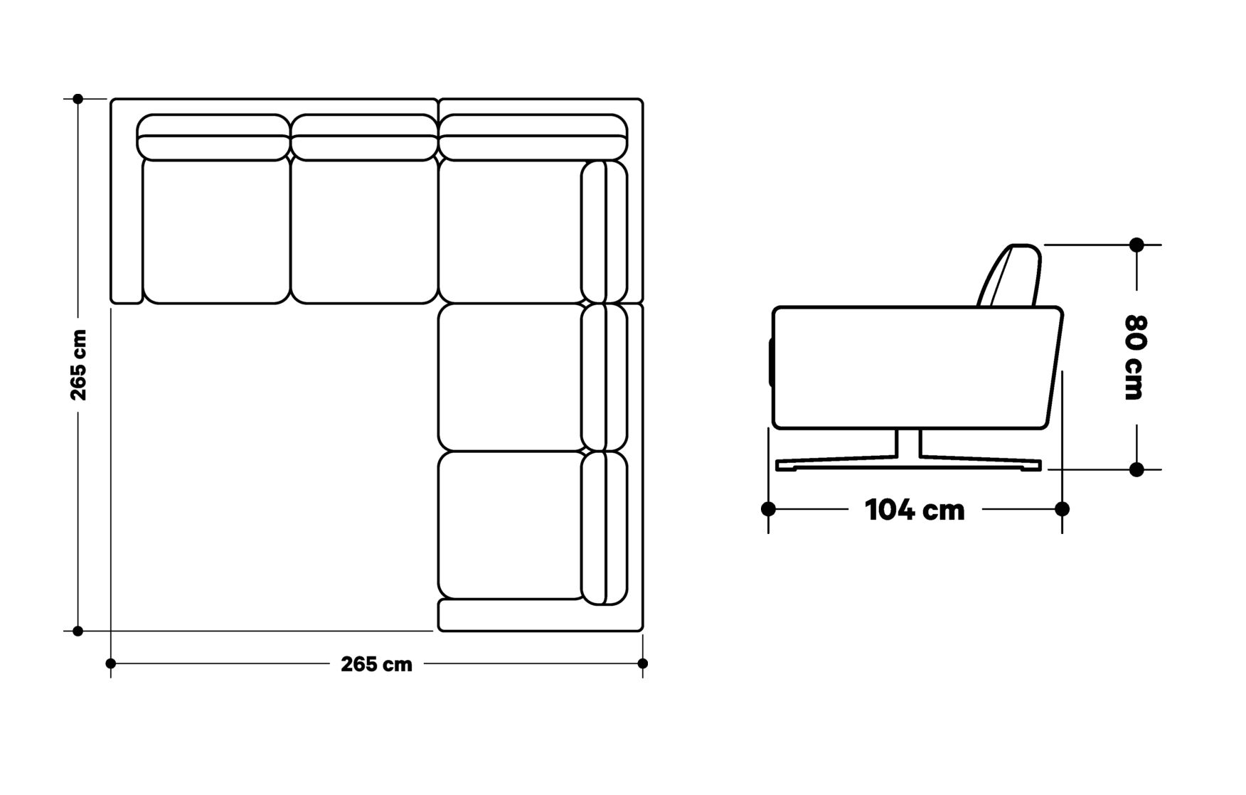 Product dimensions diagram