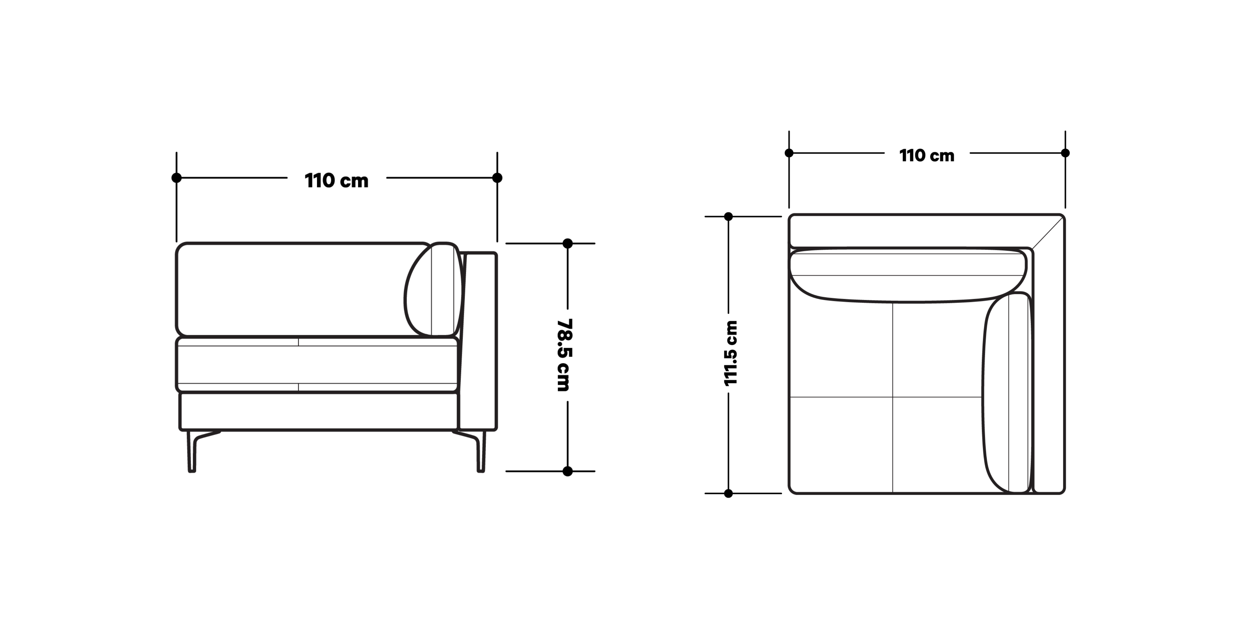 Product dimensions diagram